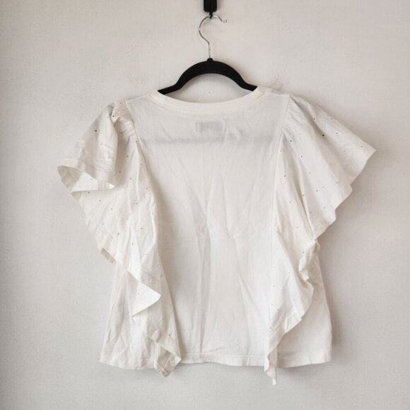 Madewell Texture & Thread Holepunch Flutter Top White Eyelet Shirt Tee Basic S - Picture 3 of 7